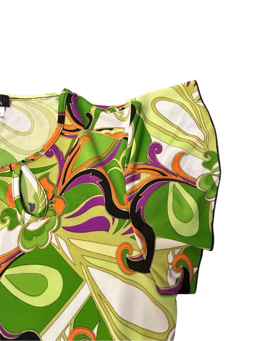Luna Vintage Y2k Green Floral Keyhole Women's Top Hippy Flower Boho Sz L Nwt — image 6 of 8